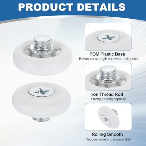 uxcell 12Pcs 19mm Drawer Rollers, M6 x 0.12" Thread Plastic Positioning Pulleys Curved Surface Small Drawer Pulley Bearing Replacement Wheel for Furniture Parts Cabinet Cupboard Slides - size: 19mm M6 x 0.12"