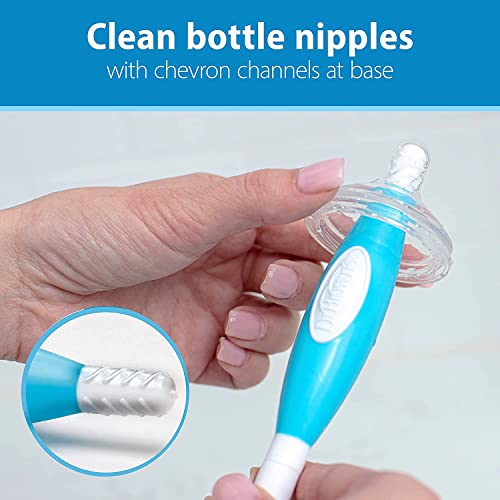 Dr. Brown's Baby Bottle and Nipple Brush Soft Touch and Sponge Brush, Blue Variety Pack, 2 -Pack - color: Blue Variety Pack, size: 2-Pack