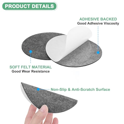 M METERXITY 30-Pack Lamp Base Felt, 4.5 Inch Dia. 2mm Thick Self Adhesive Round Fabric Felt Pads for Lamp/Furniture/DIY, Non-Slip Fiber Backed Patch Circles with Adhesive Backing [Grey] - color: Grey, size: 4.5" Dia
