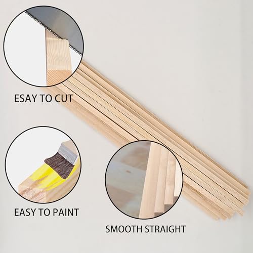 50Pcs 1/4 Inch Balsa Wood Sticks - size: 12" X 1/4" X 1/4" 50pcs