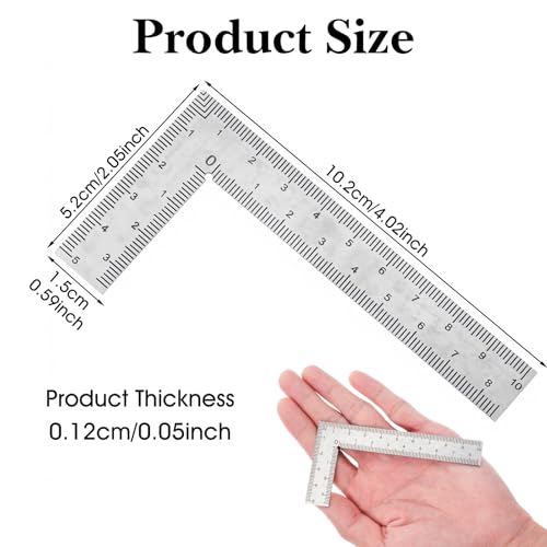 2×4 Inch Carpenter Square Tool Flat, Ymapinc Small Framing Square for Woodworking, Stainless Steel Metal L Ruler for Engineer, Carpenter Tools