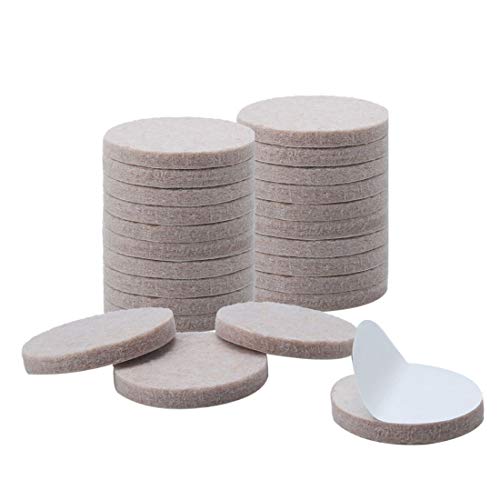 uxcell 24pcs Furniture Pads Round 1 3/8" Self-stick Non-slip Anti-scratch Felt Pads Table Floors Protector Beige