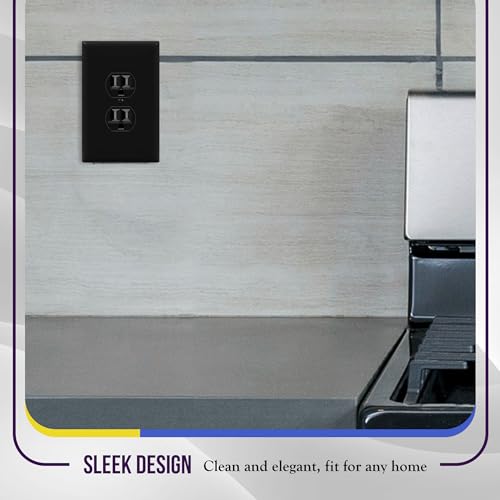 ENERLITES Oversized Duplex Outlet Covers, Jumbo Wall Plate, 1 Pack, Black - color: Black, size: Over-Size