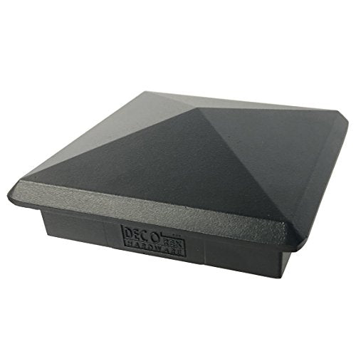 3.5x3.5 Aluminum Pyramid Post Cap for Standard 4x4 Posts (Actual 3.5"×3.5") — Heavy-Duty Cast, Rounded Safety Corners, Stainless Screws, Powder-Coated Black Deck & Fence Cap - size: 3.5" x 3.5"