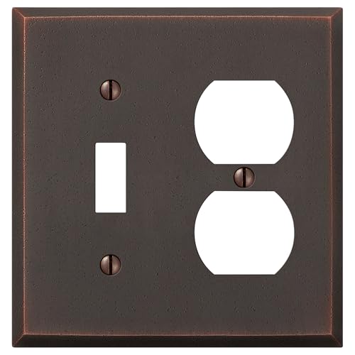 Amerelle Manhattan Single Toggle/Single Duplex Cast Metal Wallplate in Aged Bronze - size: 1 Toggle / 1 Duplex