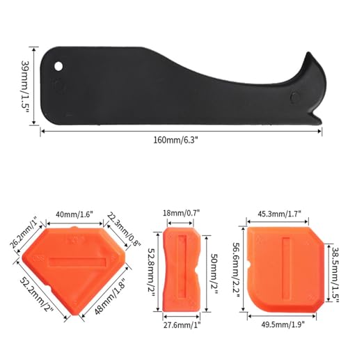 Multifunctional 3-in-1 Silicone Caulking Tool kit - The Ultimate Tile Joint Treatment Tool for Cleaning, Leveling, Seam Pressing, Shaping and Edge Finishing (Plastic Scouring Blade) - color: Black
