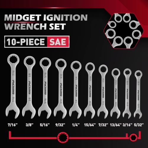 Premium Midget Wrench Set - 22-Piece Mini Combination Wrench Set Metric & SAE Ignition Wrench Sets 4-10mm & 5/32'' to 7/16'' Lightweight Small Carry Pouch - color: 22-pc Small Wrench Set