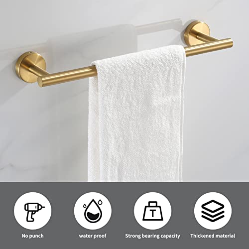 Bathroom Hardware Set Brushed Gold, 10pcs Towel Bar Set Including 2pcs16 inch Towel Bars, Toilet Paper Holders, Towel Rings and 4pcs Robe Towel Hooks - color: Gold-10pcs-16inch
