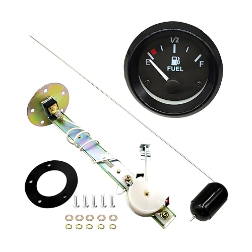 2" 52mm Car Fuel Level Gauge, DC 12V Vehicle Fuel Tank Meter with Sensor LED Backlight, Automotive E-1/2-F Pointer Meter Gauge Kit, Universal for Motorcycle Truck Sedan