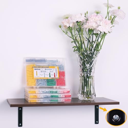 JEGONFRI 208PCS Drywall Anchors & Screws Kit, 4 Sizes, Wall Anchors