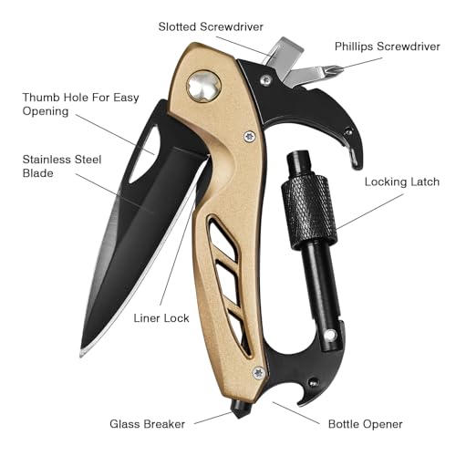 FUNBRO Multitool knife, Gift for Men (Gold) - color: Gold