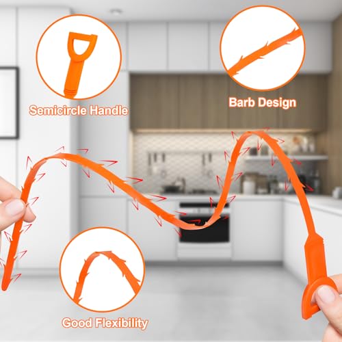 Drain Clog Remover, 25inch Drain Snake Hair Remover(3pcs), Hair Catcher Drain Auger Cleaner Tool Set For Toilet, Kitchen Sink, Bathroom Tub, Sewer