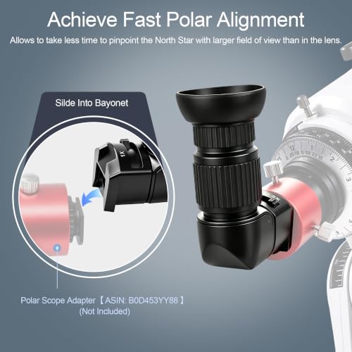 Astromania 1X/2.5X Right Angle Viewfinder with 6 Mounting Camera Adapters | 90 Degree Viewfinder Finder Scope, Fit Canon Nikon Camera, For Astrophotography, Metal Aluminum Viewfinder, Built-in Diopter