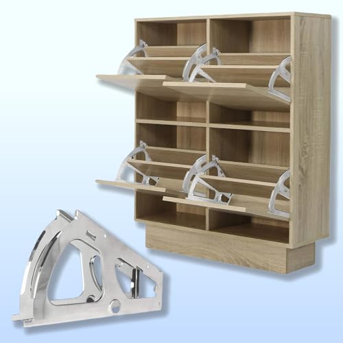 1 Layers Shoes Drawer Cabinet Hinges 1 Pair, Stainless Steel Shoe Cabinet Replacement Fittings for Kitchen Living Room (Silver)