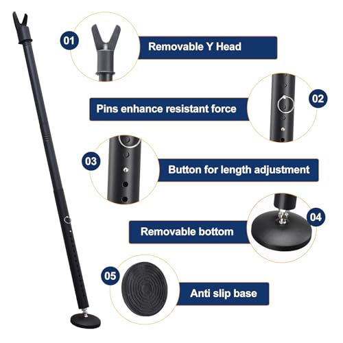 Door Security Bar, 1.25Inch Diameter Heavy Duty Security Bar with Large Rubber Base, Door Stopper for Apartment Hotel Home Travel Screen Door(1 Pack,Black) - color: Black