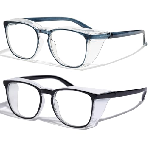 Safety Glasses Anti Fog Clear Blue Light Blocking Eye Protection Nurse Goggles for Women Men - color: A91 Blue+ Black
