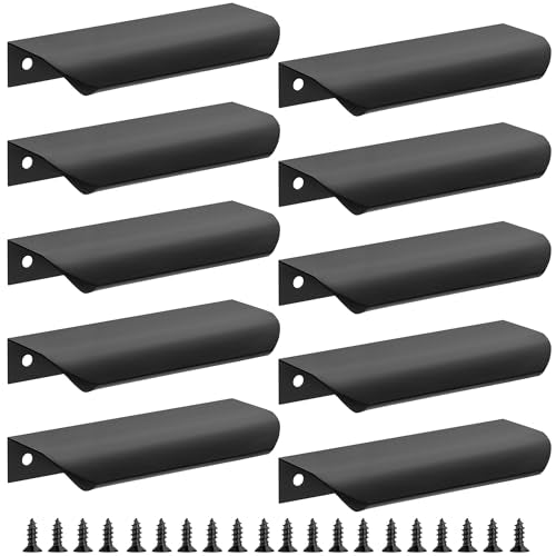Malimali 10 Pack 4.72" Black Edge Finger Pulls for Cabinets, Drawer Pulls - color: Matte Black, size: 120mm/4.72" (10Pcs)