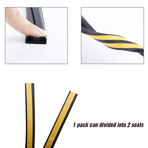 CloudBuyer Door & Window Weather Stripping, Soundproof Insulation Seal Strip with Self-Adhesive Rubber Collision Protection, 16.5 Ft (Black) - color: Black, size: 16.5Ft