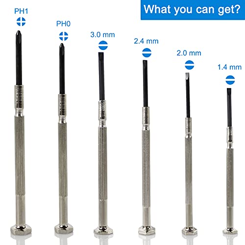 6 PCS Precision Screwdriver Sets, Eyeglass Repair Kit Screwdriver, Mini Screwdriver Set, Flat Head and Philips Head Screwdriver Sets, With 6 Different Sizes, Suitable For Watch, Electronic Repairs