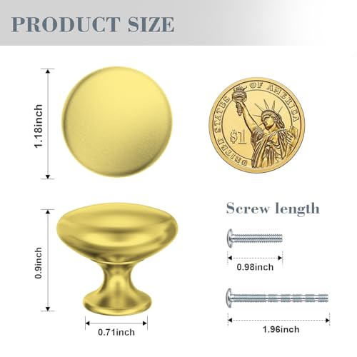 POZEAN Cabinet Knobs Brushed Nickel 20 Pack Cabinet Handles Drawer Knobs Solid Knobs Gold with Screws for Dresser Drawer Cabinet Cupboard - Modern Kitchen, Bedroom and Bathroom Hardware,Gold - color: Gold, size: 20 Pack