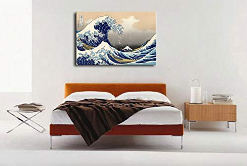 Wieco Art Great Wave of Kanagawa Katsushika Hokusai Extra Large Modern Gallery Wrapped Giclee Canvas Prints Abstract Seascape Sea Artwork Pictures Paintings on Canvas Wall Art for Home Decor XL - size: 48"L x 32"W