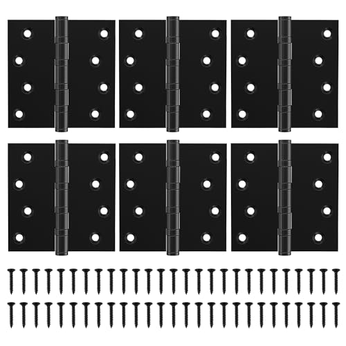 KOLET Ball Bearing Door Hinges, 4 x 4 Inches, Matte Black, 6 Pack - color: Black, size: 6 Pack