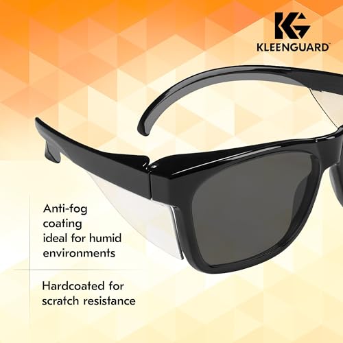 KleenGuard™ V30 Maverick™ Safety Glasses (56569), Smoke Lenses with KleenVision™ Anti-Fog coating, Black Frame, Carrying Case, Unisex Sunglasses for Men and Women - color: Black Frame/Smoke Lenses