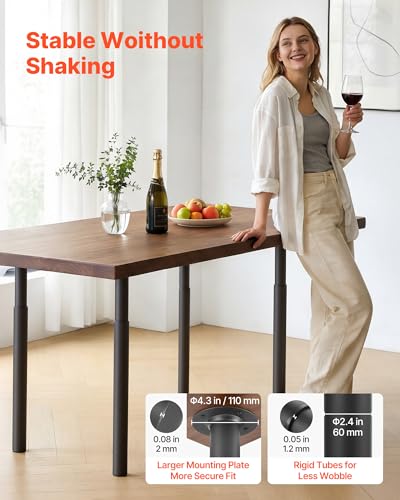 VEVOR Adjustable Table Legs, 28-43.3 in Steel Furniture Legs, 1200 lbs Max Load Heavy Duty, Quick Installation, Ideal for Home Office Desk DIY, Coffee Dinner Bar Tables, Workbenches, Set of 4, Black - size: 4.3 x 4.3 x (28-43.3) in