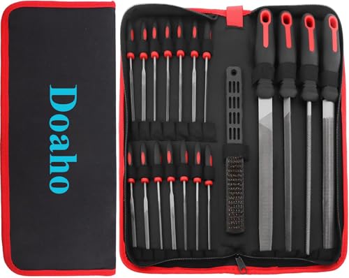 Doaho 19Pcs Metal Hand Files Set for Wood & Metal with Carry Case