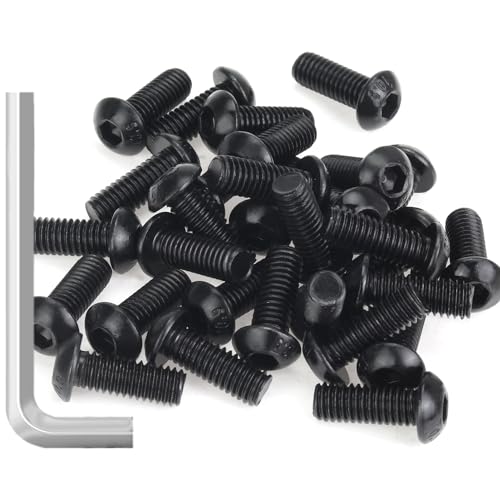 35 Pieces M6 x 16mm Button Head Socket Cap Screws, Thread Pitch 1.0mm, Sutemribor M6 Black Screws, 10.9 Grade Alloy Steel, Black Oxide Finish, Fully Threaded - size: M6 x 16mm, style: Button Head