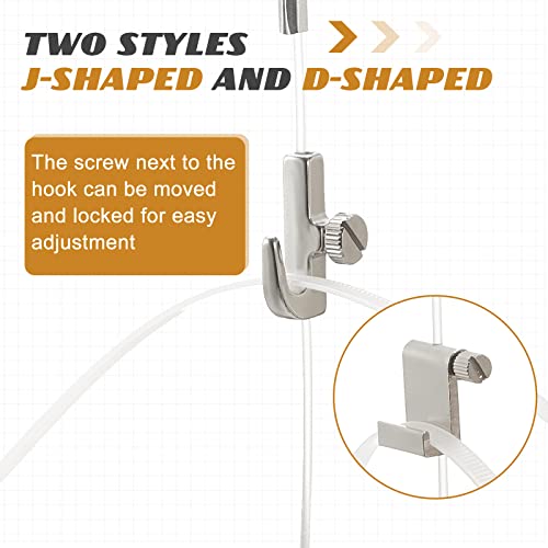 Dunzy 10 Pcs Picture Rail Hooks for Hanging, 71" Clear Nylon Cord, White - color: White, size: 71" Clear Nylon Cord