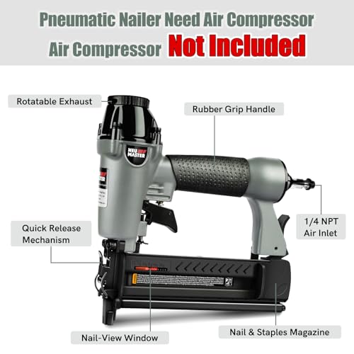 NEU Master Nail Gun, 2 in 1 Pneumatic Brad Nailer/Staple Gun