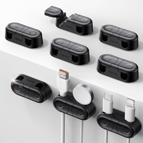 Chfeila 8Pack Magnetic Cable Clips, Dual Slot Cord Holder Clips, Black - color: Black-8Pack