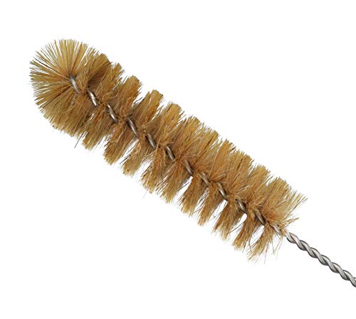 EISCO 12PK Bristle Cleaning Brushes with Fan-Shaped Ends, 9.25" - Twisted Stainless Steel Wire Handle - Ideal for 1" - 1.2" Diameter Tubes, Bottles, Flasks, Cylinders, Jars, Vases, Cups