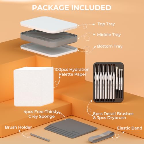 Nicpro Miniature Painting Kit with Wet Palette, Detail Paint Brush Drybrush - color: White