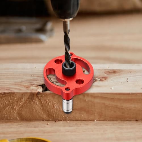 HARFINGTON Self Centering Doweling Jig Kit Straight Holes Puncher Dowel Jig Locator with Drill Bushings(3/4/5/6/7/8/9/10mm) Woodworking Joints Tool for Precise Straight Holes, Red - color: Red