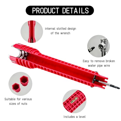 14-In-1 Multi-Functional Sink Wrench,Under Sink Wrench Faucet Tool,Faucet Wrench,Anti-Slip Faucet Wrench Tool,For Sink, Bathroom & Kitchen Plumbing, Faucet Installation, Plumbing Repair Kit