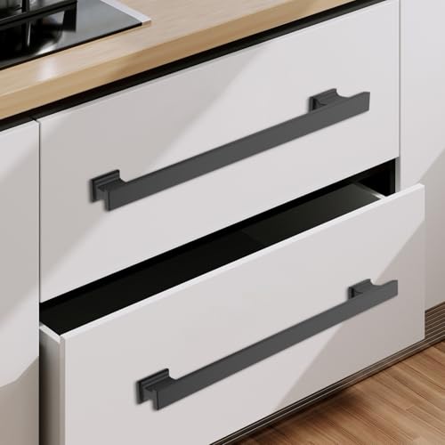 COTYKILEY 10 Pack 10 Inch(256mm) Matte Black Cabinet Handles Black Kitchen Cabinet Pulls Cabinet Door Handles Kitchen Cabinet Hardware - color: Matte Black, size: 10" Hole Center（256MM）
