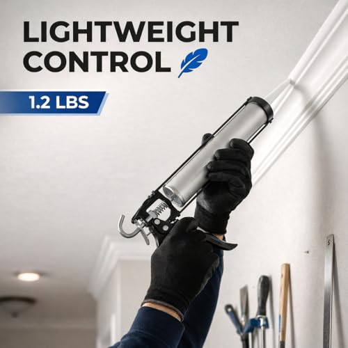 107 Series Manual Caulking Gun -10 oz Cartridge Dispenser, 7:1 Thrust Ratio, Lightweight 1.20 lbs No Drip Hand Operated Sealant & Adhesive Applicator - Professional Contractors DIY Projects - size: 10oz / 300ml, style: 7:1 Manual Gun