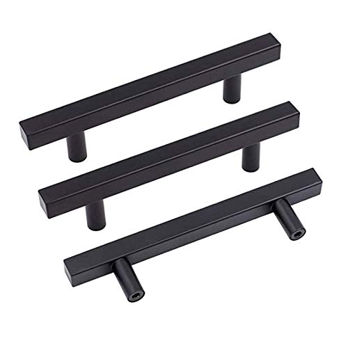 Goldenwarm 10 Pack 3-3/4 Inch Black Cabinet Handles Kitchen Drawer Pulls - color: Black, size: 3-3/4 Inch Hole Center