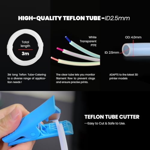 3D Printer Tool Kit with Nozzle Cleaner, PTFE Tube & Deburring Tools