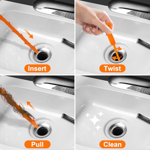 Drain Clog Remover, 25inch Drain Snake Hair Remover(3pcs), Hair Catcher Drain Auger Cleaner Tool Set For Toilet, Kitchen Sink, Bathroom Tub, Sewer