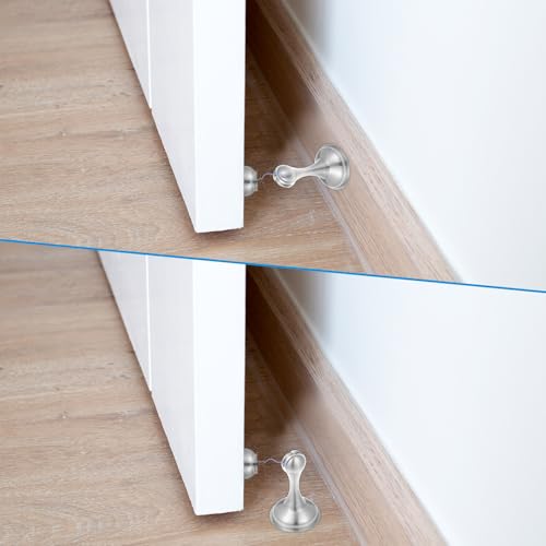 6 Pack Magnetic Door Stopper Brushed Magnetic Door Stops No Need to Drill Double-Sided Adhesive Tape Magnet Door Stop Soft-Catch Hold Doors Open