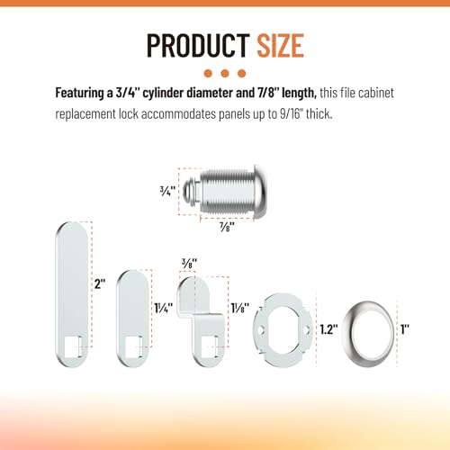 7/8" Cam Lock U 9943, for Drawers, Cabinets, File Boxes, 2 Sets - size: 7/8" Length