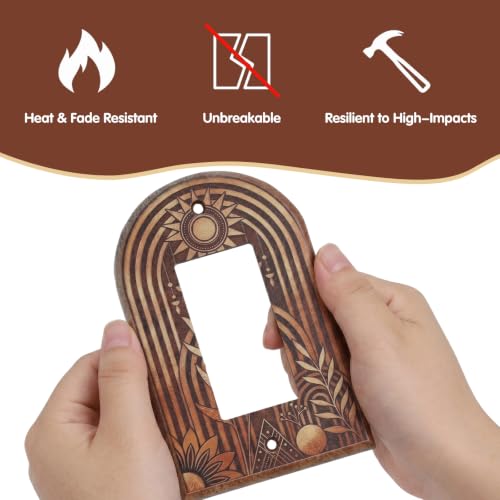 Wooden Arch Switch Cover, Boho 4 Pack Outlet Plates - color: Boho Arch Wooden