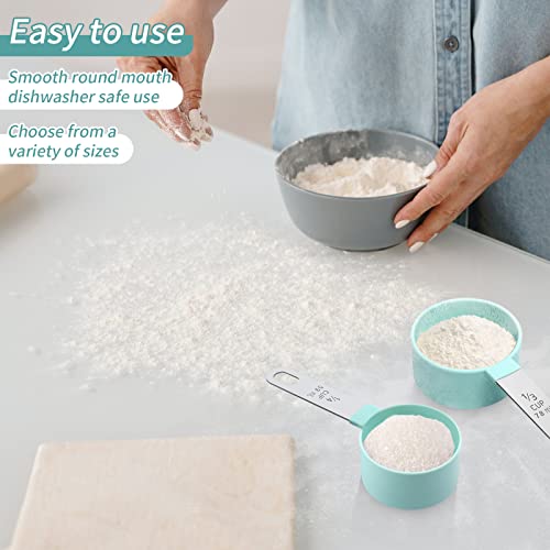 Measuring Cups Set Measuring Spoons Set, Nesting Measure Cups with Stainless Steel Handle, For Measuring Dry and Liquid Ingredients Small Teaspoon with Plastic Head (Mint Green) - color: Mint Green