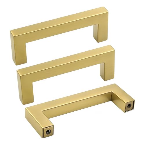 Goldenwarm 25 Pack 3 Inch Gold Cabinet Handles Brushed Gold Cabinet Pulls - color: Gold, size: 3in Hole Centers