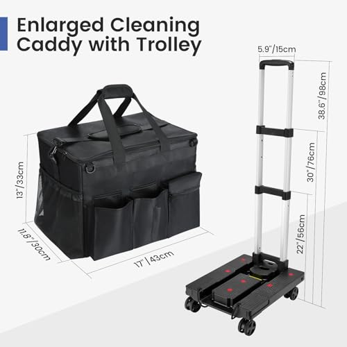 Housolution Extra Large Rolling Cleaning Caddy Bag with Wheels, Black - color: Black, size: Large