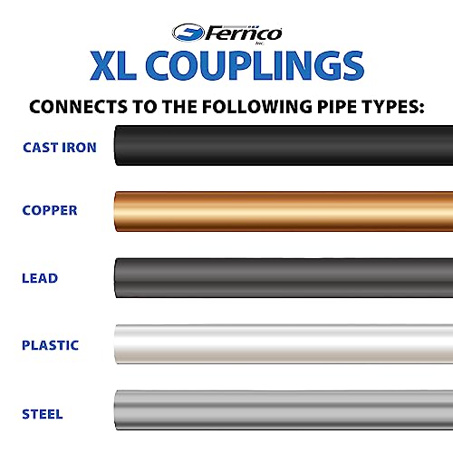 Fernco XL 1056-1502 1-1/2 in Flexible Pipe Coupling, Extra-Long 6.88 in DWV Sewer/Drain Connector, Fits OD 1.65–2.00 in, Cast Iron/PVC/Lead/Steel - size: 1.5" to 1.5"