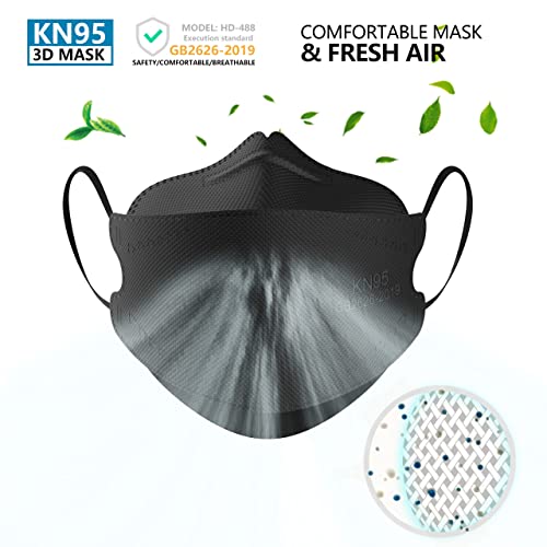 KN95 Face Masks 50 Pack, Breathable Comfortable and Disposable KN95 Mask, Black - color: Adult Black